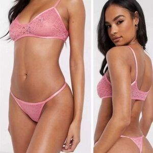 Free People Barbie Pink ‘Kelly’ Heart Bra & Thong Panty Set